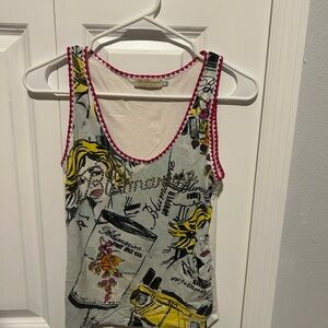 Blumarine Artistic Graphic Tank Top - Yellow, Pink, Black